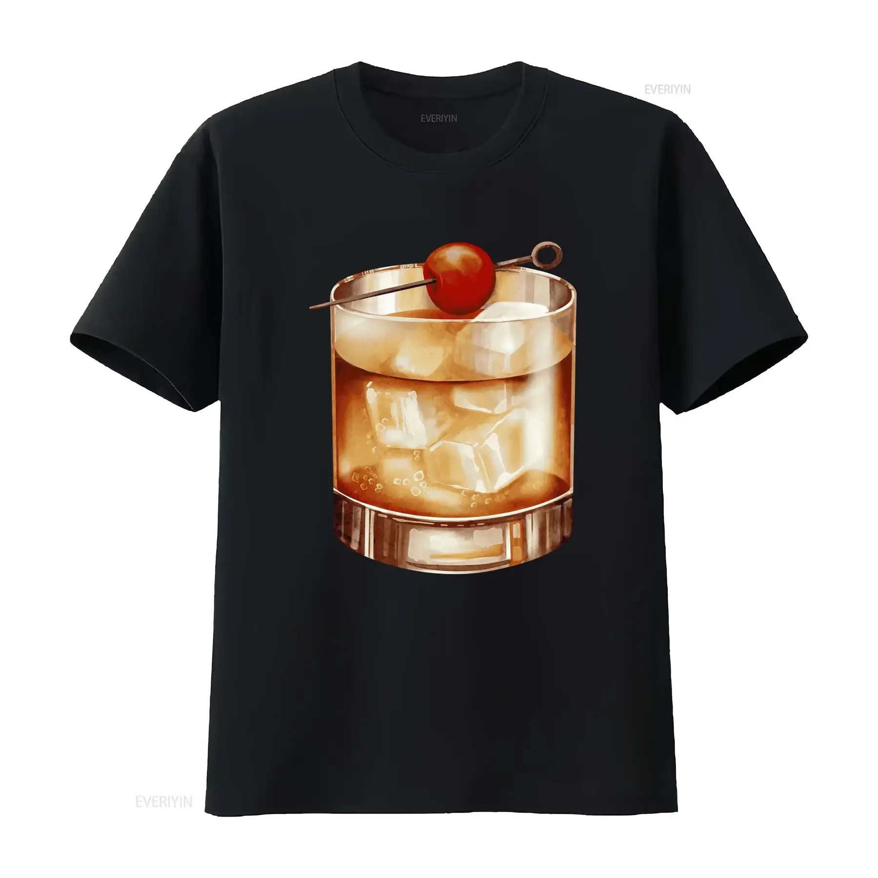 Old Fashioned Cocktail Art Print T Shirt for Alcohol Lovers Funny Design Summer Parties vintage Washed designer clothes Unisex
