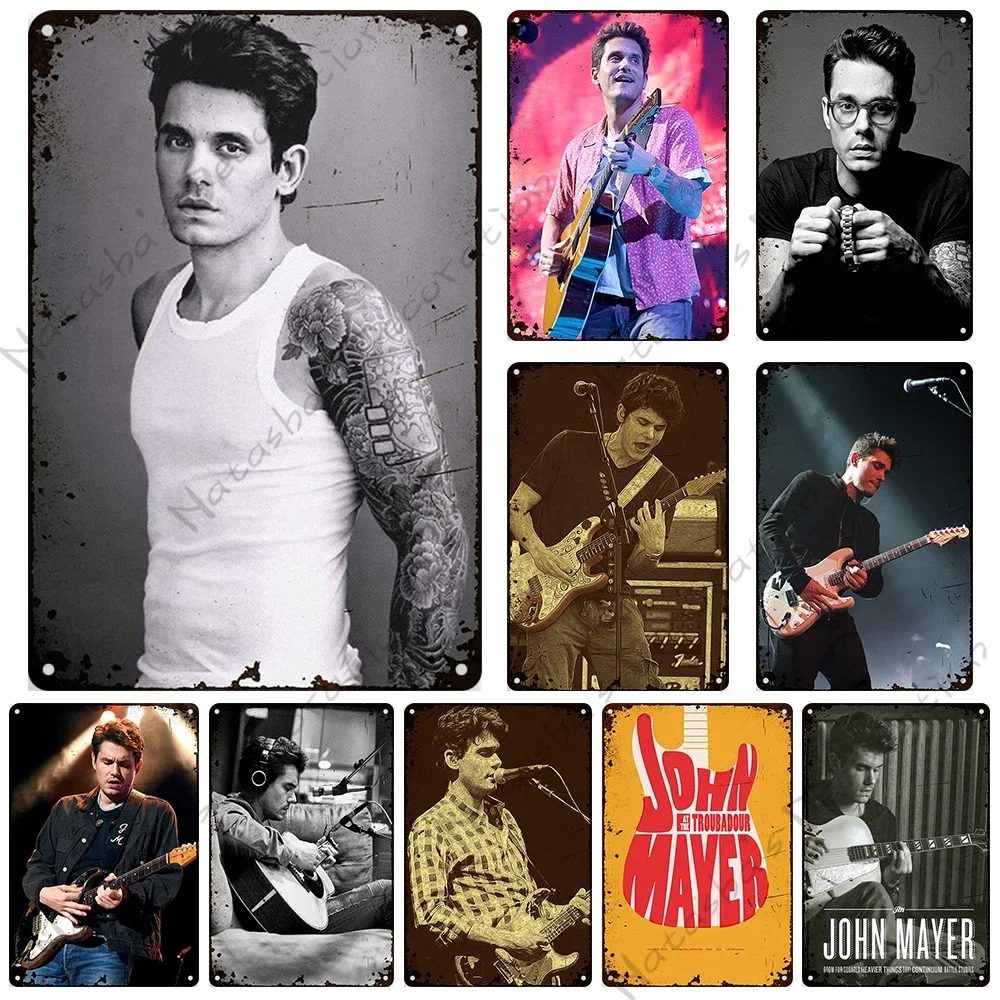 John Mayer Metal Plate Vintage Poster Bar Club Metal Signs Rusty Metal Tin Sign Singer Retro  Plaque Wall Industrial Decor