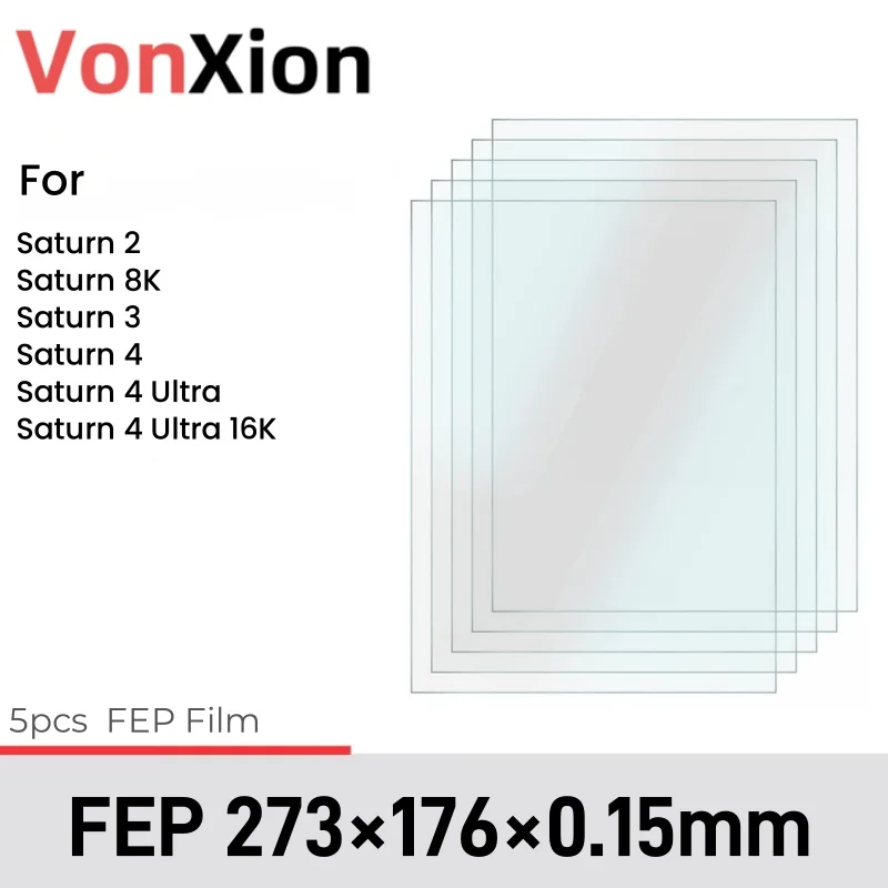 

Vonxion 5Pcs FEP Release Film 273x176x0.15mm For ELEGOO Saturn Series LCD SLA DLP UV Resin 3D Printer Parts Accessories