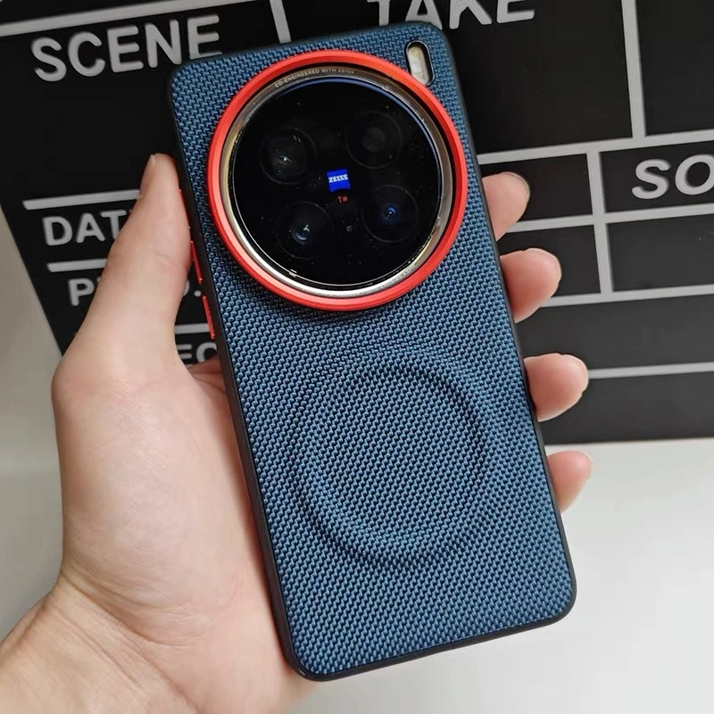 Für Magnete Magnetische Drahtlose Lade Telefon Fall für Vivo X200 Pro Mini X200 Ultra X300 Woven Kunstleder Schutzhülle