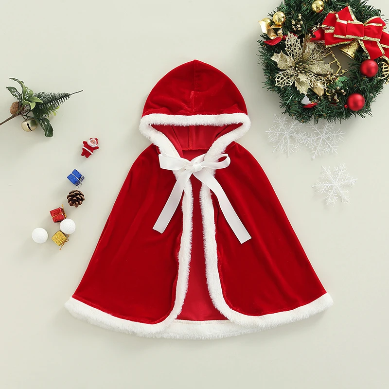 2021-10-13 Lioraitiin Girl Cloak with Hood Soft Warm Velvet Cape Dress-up Costume Halloween Christmas Carnival Cosplay Clothes