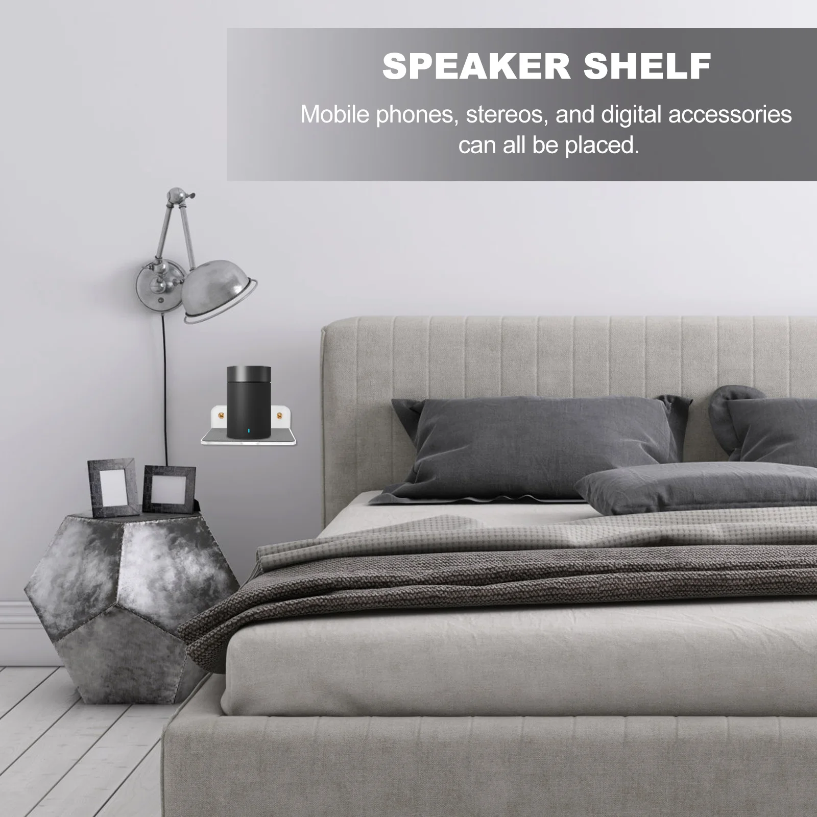 

Wall Mounted Storage Rack Acrylic Strong Bearing Space Saver Floating Shelf Speaker Tablet Phone Accessories Home Organization