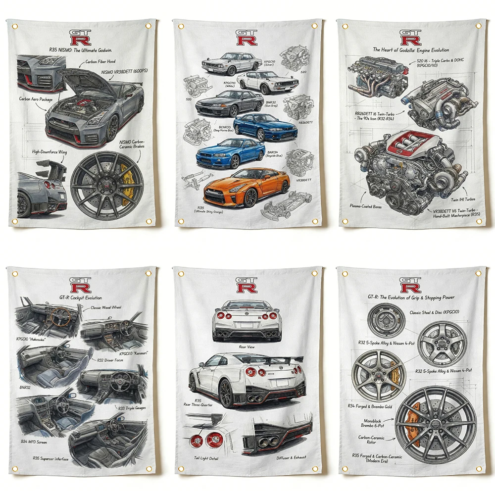 90x150cm 3x5ft Racing Car Cool Jdm G-GTR Flag Tapestry Polyester Digital Printing Banner For Garage Wall Art Out Door Decoration
