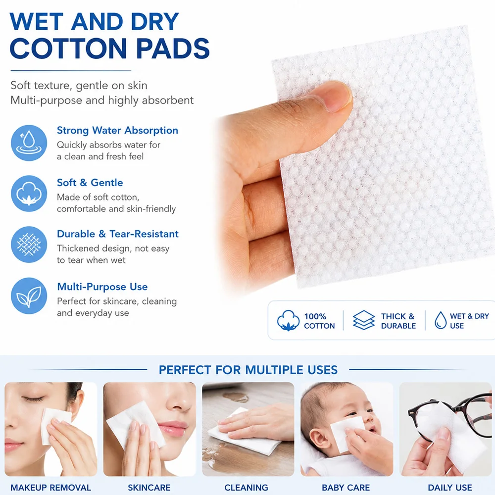 1200 Stück Make-up Wattepads Einweg-Gesichtswattepads Weiche Perlmuster-Reinigungspads für Augen, Lippen und Nagellackentfernung – Detail 5