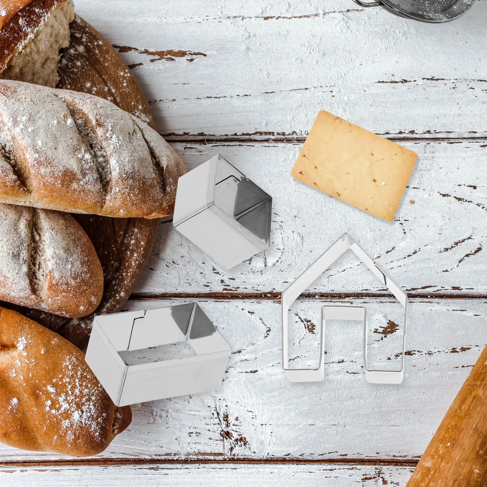 

3Pcs House Cookie Cutter Set Polished Stainless Steel Mini Gingerbread Biscuit Mold DIY Cake Cookies Candy Decoration