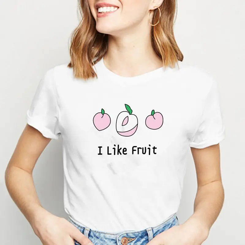 

I LIKE FRUIT Print Funny Women t shirt Summer Short Sleeve O-Neck Cute tshirts Female Tee Tops