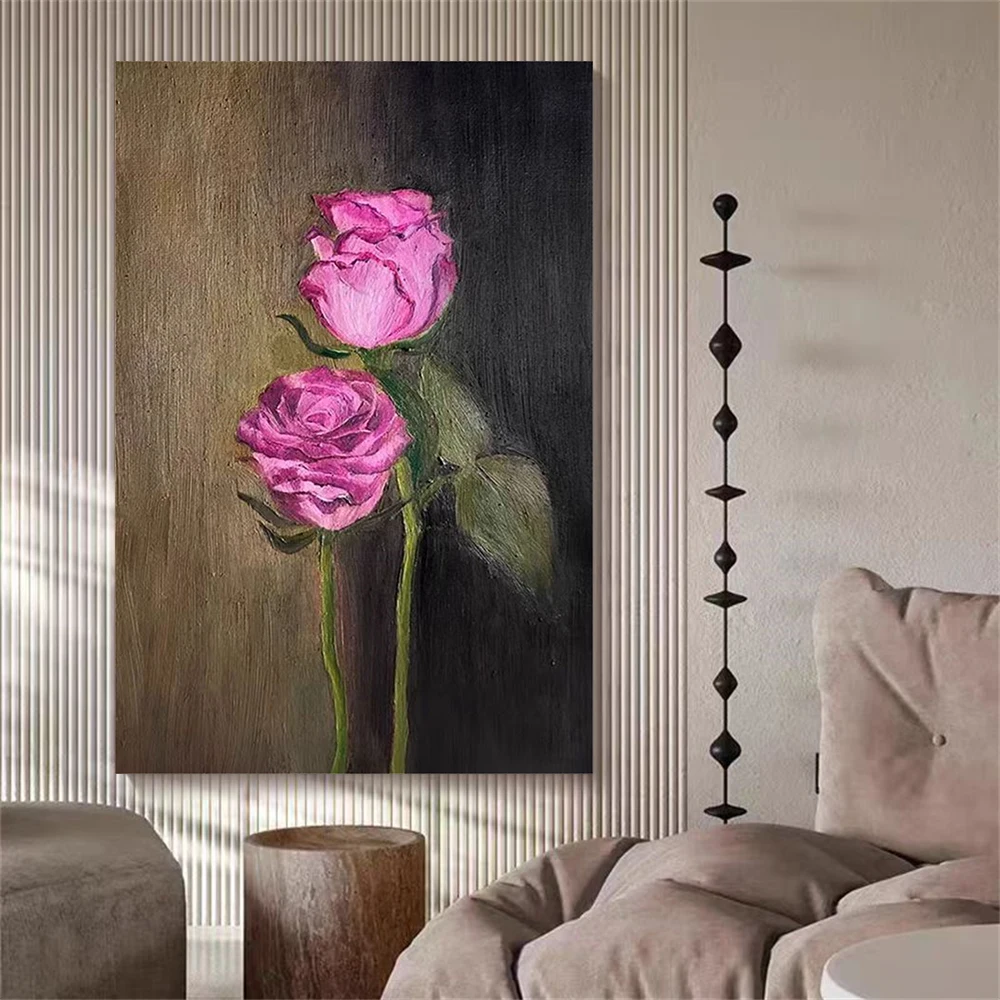 

Large 100% Handmade Thick Textured Picture Handpainted Palette Knife Flower Oil Painting Canvas Wall Art For Living Room Artwork