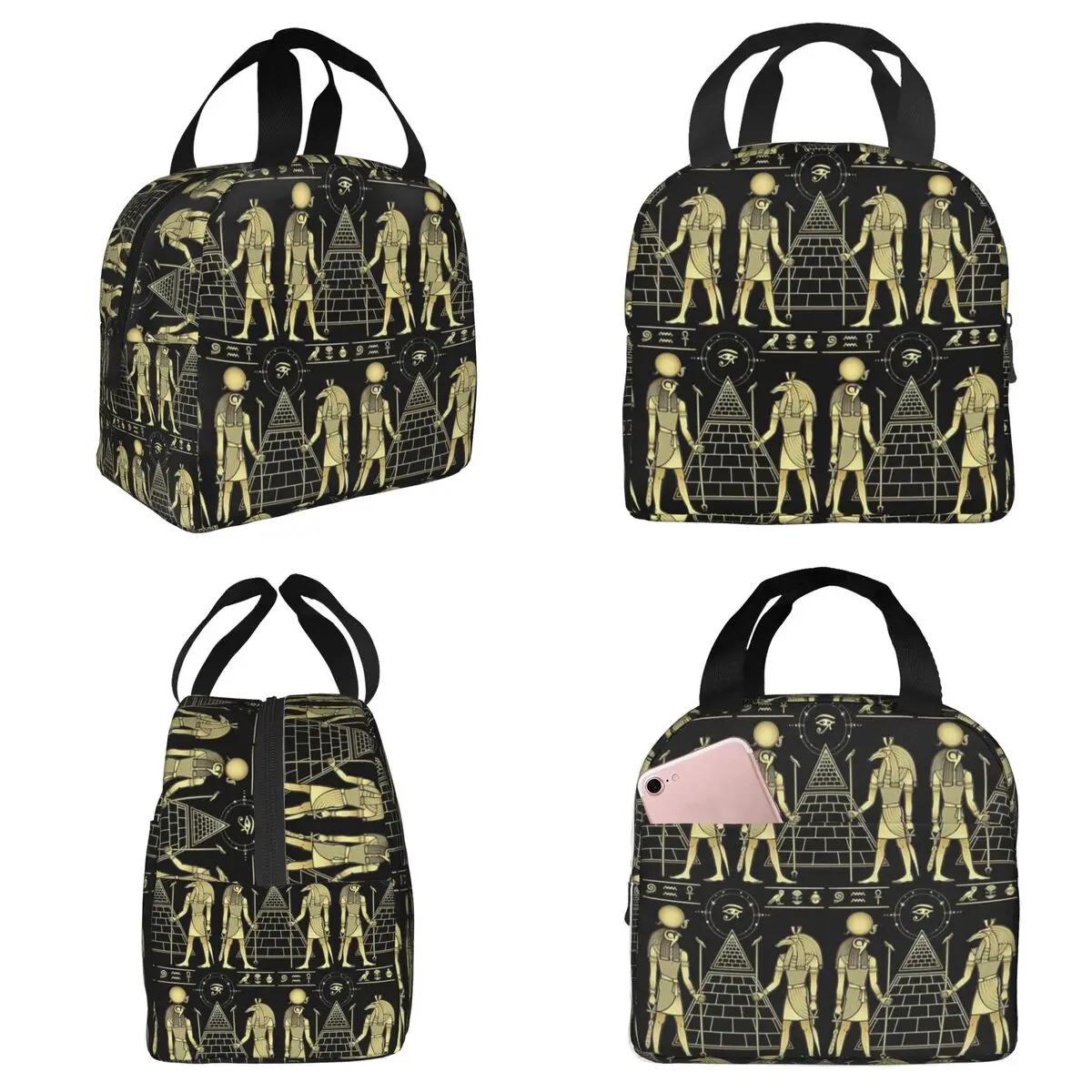 Bolsa de almuerzo aislada con diseño de dios egipcio Ra y Seth para niños, caja térmica para comida escolar, contenedor portátil para almuerzo