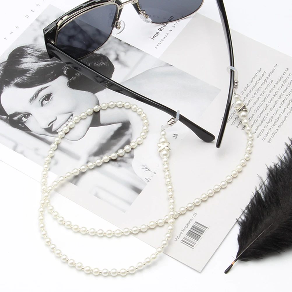 

2 Pcs Pearl Glasses Chain Holder Strap Eyewear Safrty Eyeglasses Retainer Fashion
