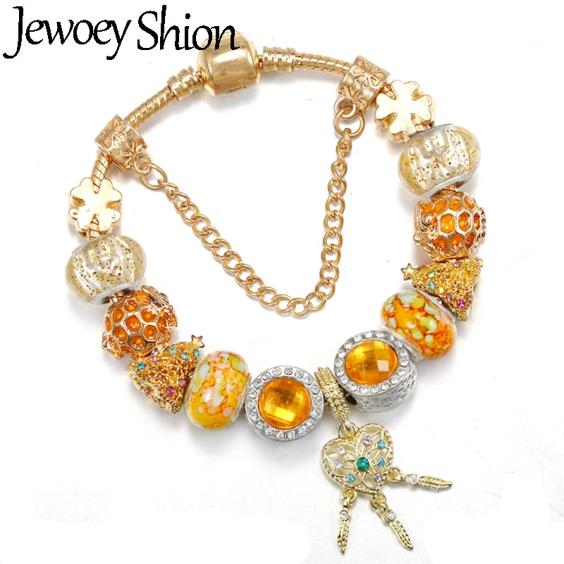 Love Dream Catcher & Golden Trees With Pendent DIY Charm Brand Bracelet Fashion Jewelry For Women & Kids Making Gift New Desgin