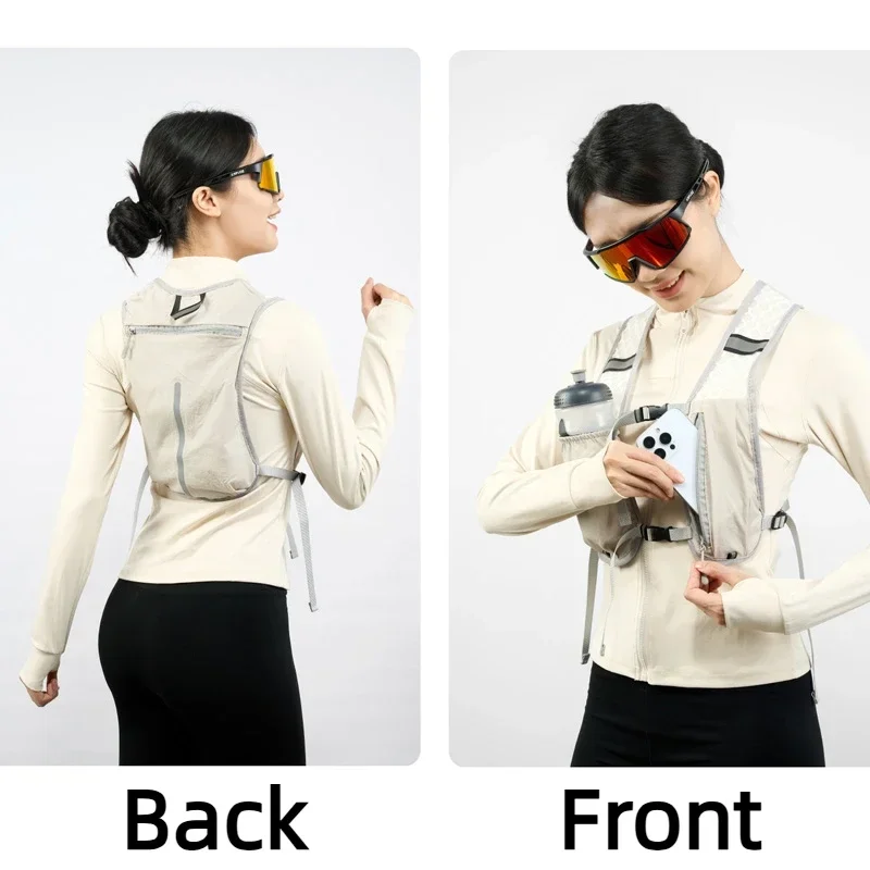 Reflective Chest Pack Running Water Bottle Storage Vest Hydration Cycling Lightweight Phone Holder Vest For Cycling Running