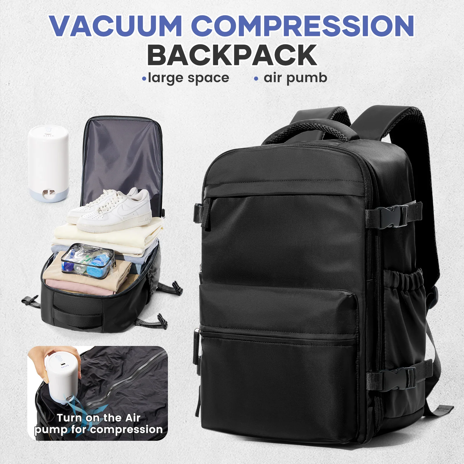 Vacuum Backpack Travel Bag for Men Large Capacity airback Backpack Business Laptop Backpack Women Expandable Backpack School Bag