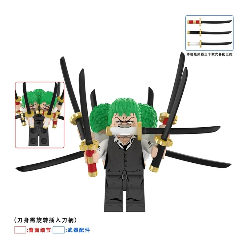 One Piece Nine Knife Flow Roronoa Zoro Assembled Building Blocks Renzi Toys Anime Accessories Gifts Collection Models