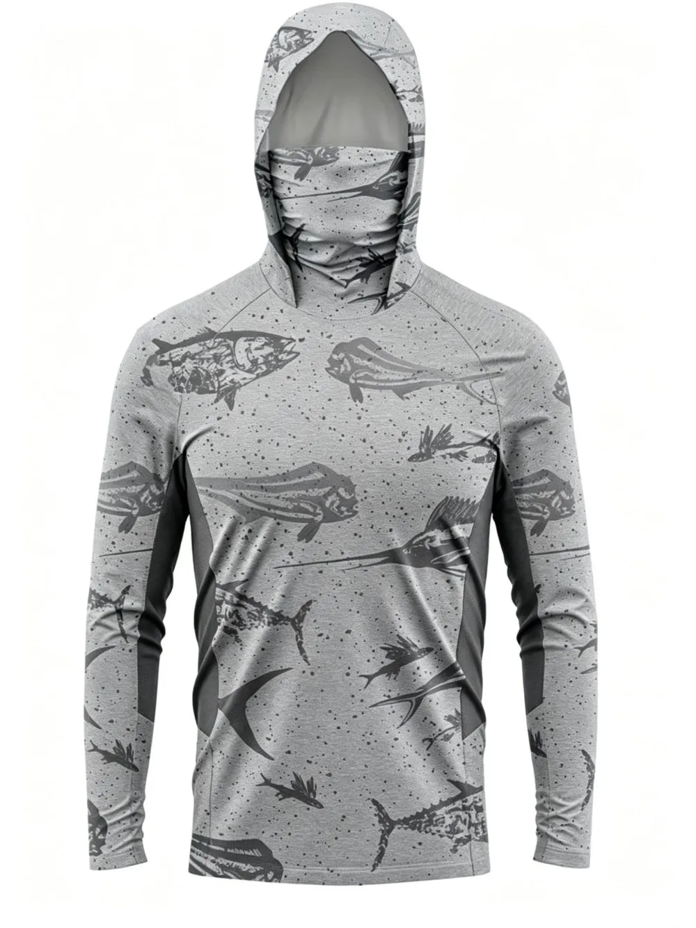 American Men's Summer New Fish Graffiti Printed Comfortable Breathable Fishing Set Long Sleeve T-shirt Outdoor Casual Top