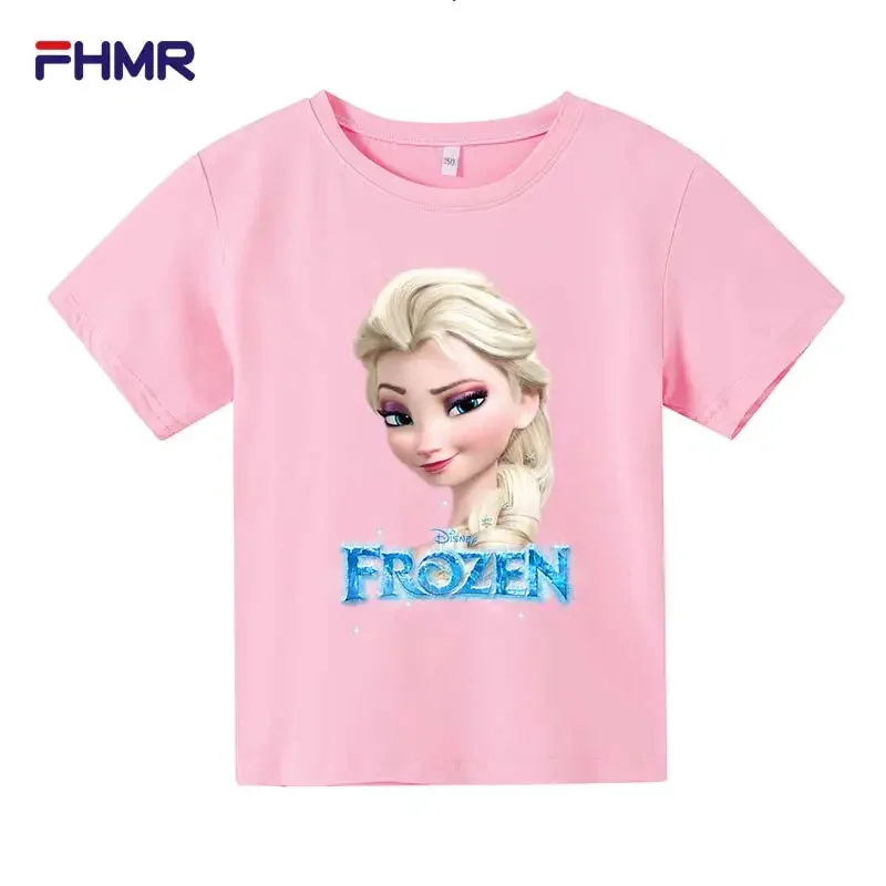 Cute Frozen Children Clothes Kids Summer Fashion Elsa T-shirt Baby Boys Cartoon Tshirts Toddler Girls Short Sleeve Casual Tops