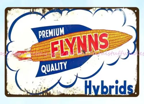 wall restaurant pub living room Flynns Hybrid seed corn metal tin sign