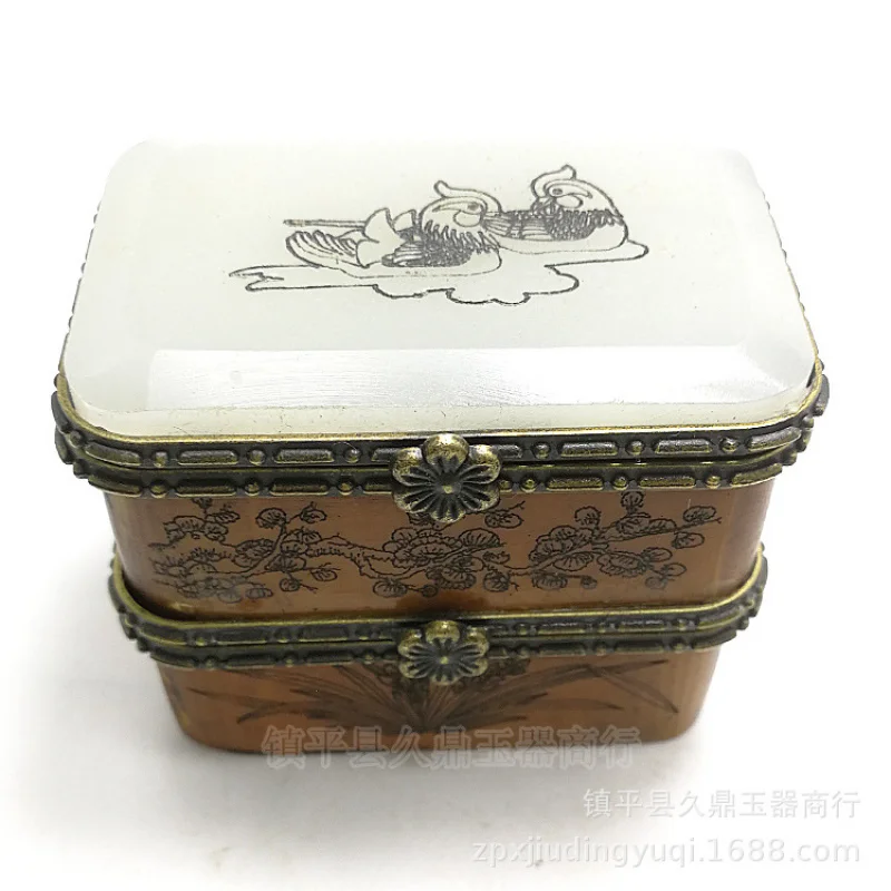 Antique Miscellaneous Antique Small Jewelry Box Three-Layer Painted Box Home Office Collection Small Ornaments Wholesale