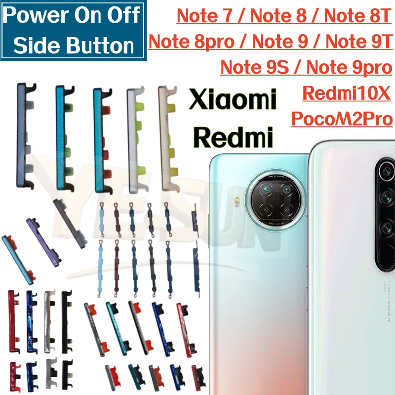 Power On Off Side Volume Button For Redmi Note 7 Note 8 Note 8T Note 8pro Note 9 Note 9T Note 9S Note 9pro Redmi10X PocoM2Pro