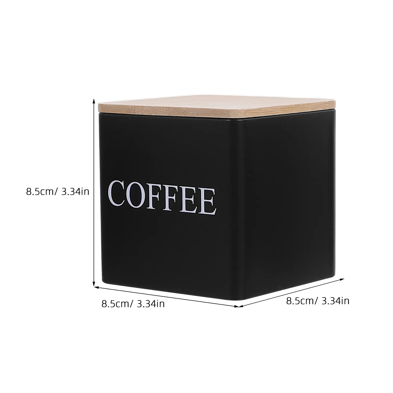 3Pcs Metal Tea Coffee Sugar Canister Set Bamboo Lids Square Kitchen Storage Containers Countertop Labeled Food Jars Airtight view 6
