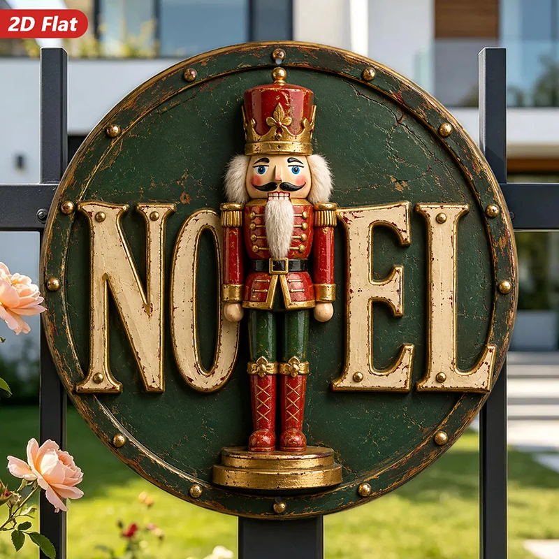 2D Flat, [2D Flat] 2D Flat Print 1pc Metal Iron Sign. Round Metl Sign Wll Rt, Nutcrcker Figure, 