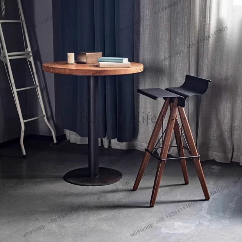 yj9 Industrial Wood Bar Chairs American Unique Relaxing Waiting High Chairs Creative Minimalist Restaurante Muebles Bar Furnitur