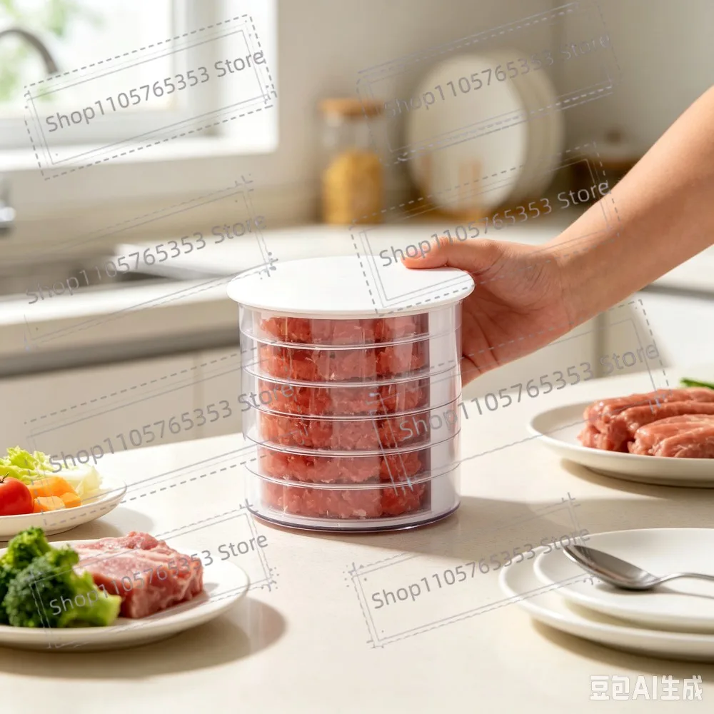 2pc Burger Patty Maker Hamburger Patty Meat Press Making Tools Suit Reusable Practical Non Stick Hamburger Mold Storage Box