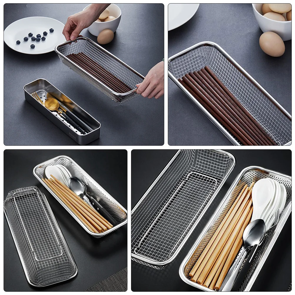 

1 pc Disinfection Cabinet Chopstick Stand 31x12cm Stainless Steel Tableware Storage Rack Cutlery Holder Knife Fork Spoon