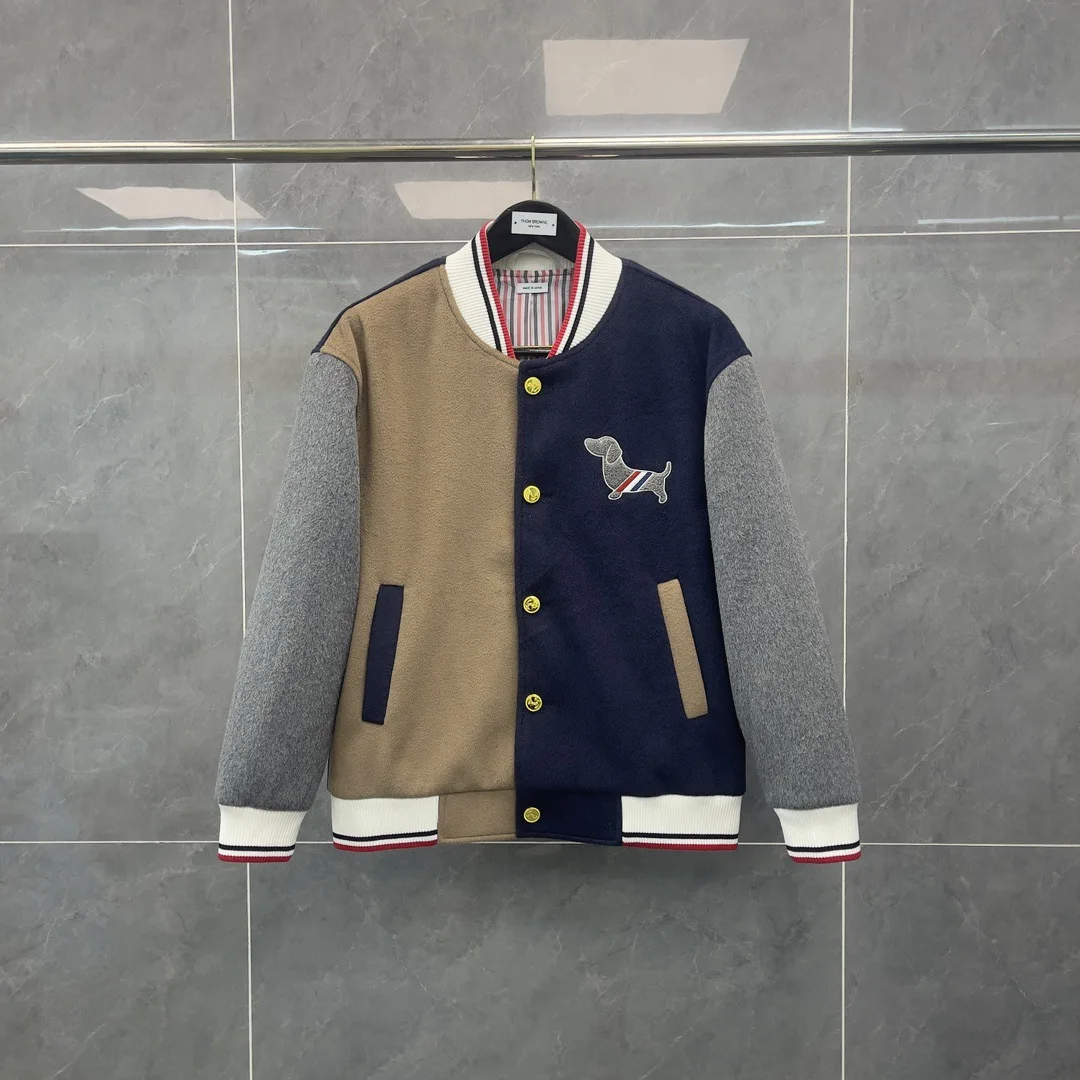 

Trendy Baseball Jaet Outerwear ex Dog Pattern Patchwork Color Towel Embroidery Faionable Versatile Men's Women's Jaet