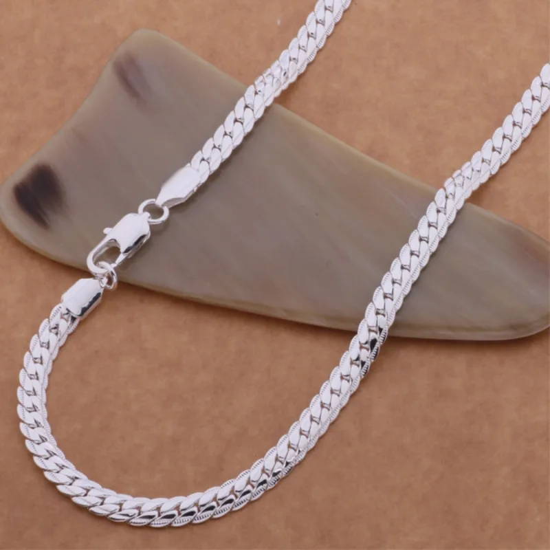 Halskette aus 925er-Sterlingsilber, 5 mm, Seitenkette für Damen, modische Schlüsselbeinketten, Halsketten, Hochzeitsschmuck, Party, hohe Qualität