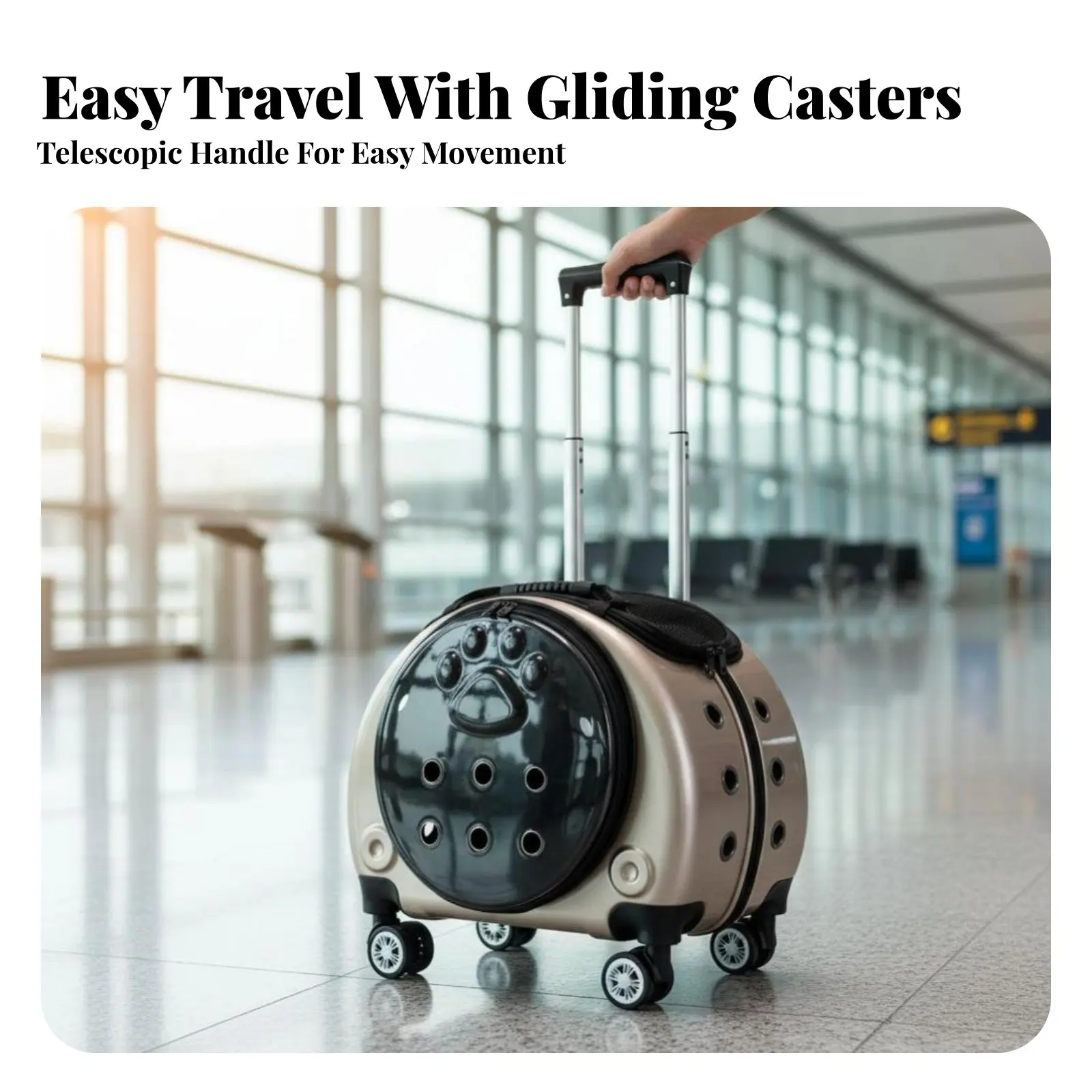 

Adaptable Dome Viewing Dome Pet Trolley Breathable Wheeled Dome Transport Telescopic Handle Multiple Ventilation Holes