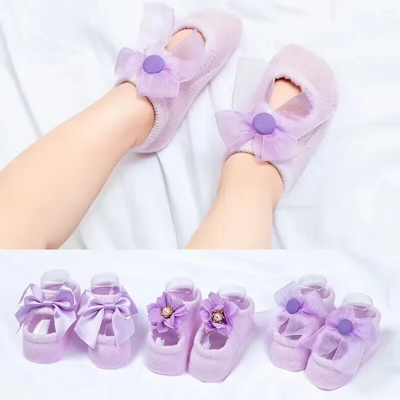 

3 Pairs Baby Shoes Socks, Baby Indoor Floor Socks, Anti Slip Boat Socks, Breathable and Sweat Absorbing