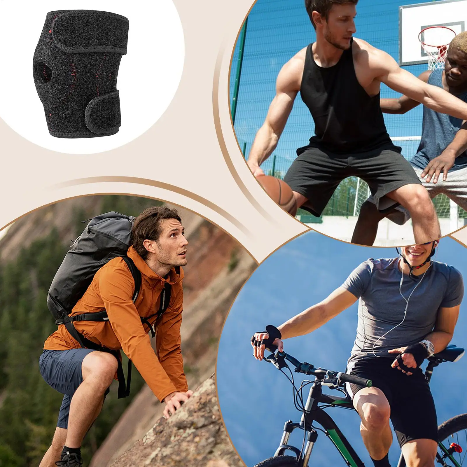 

Наколенник, регулируемый дышащий рукав, компрессионный наколенник с боковыми стабилизаторами для женщин и мужчин, спортивные упражнения на открытом воздухе