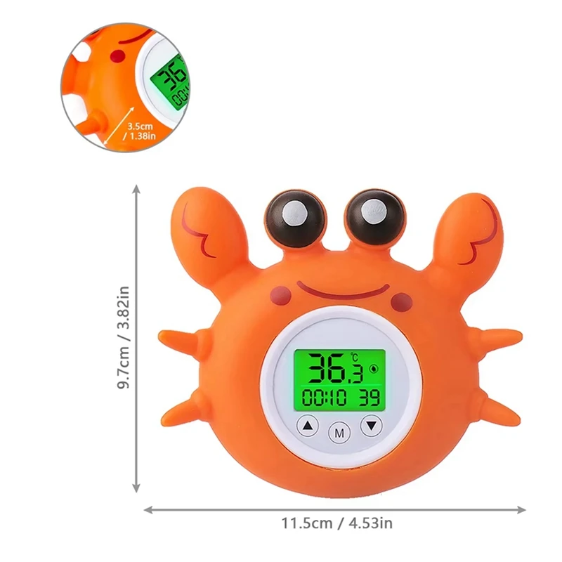 Kids Bath Thermometer With Room Temperature Tri-Color Backlit Display Fahrenheit And Celsius Safety Floating Bath Toy
