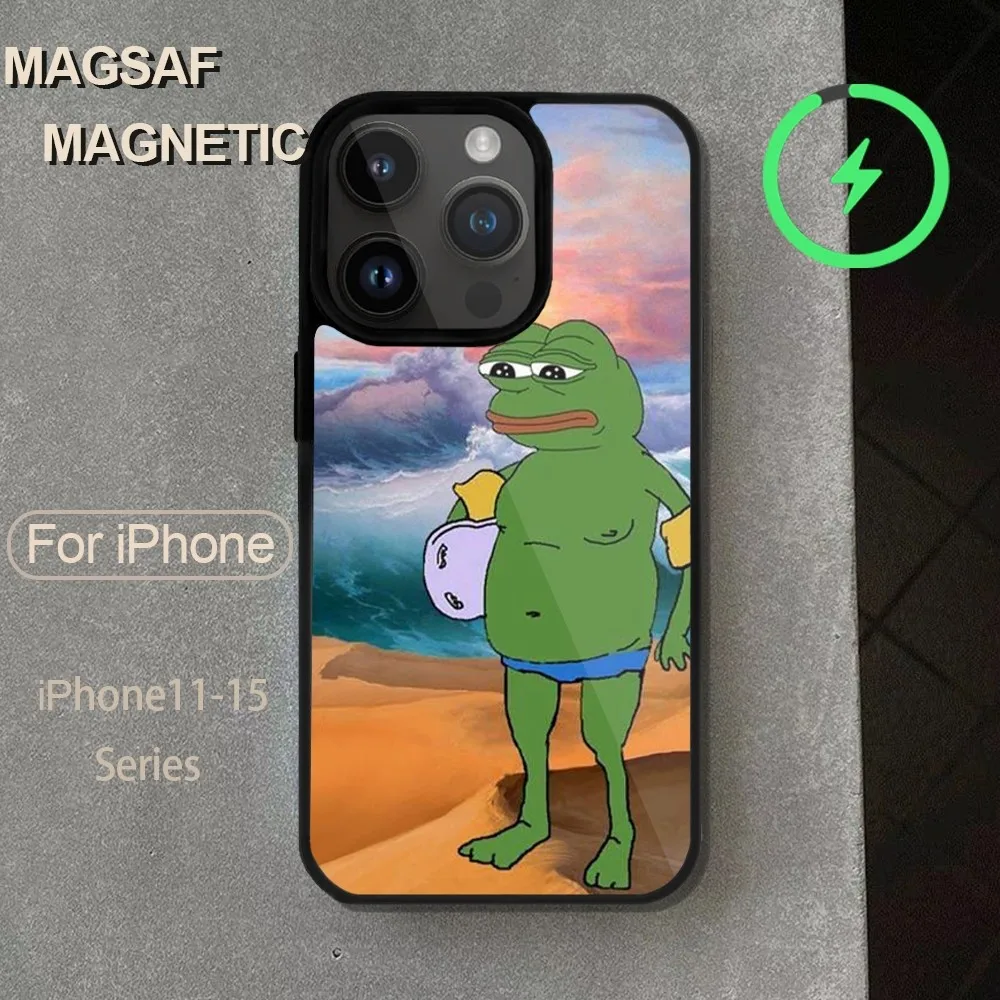 P-Pepe The F-Frog  Phone Case  For iPhone 14 13 12 11 15 Pro Max Magsafe Wireless Charge Plus Mini Cover