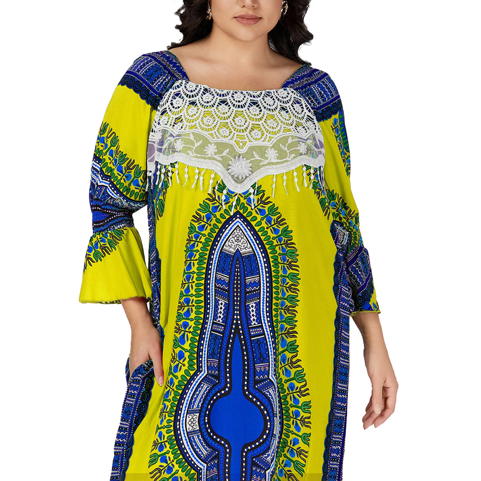 Vestido tradicional marroquí de talla grande para mujer, Abaya marroquí de algodón, caftán Africano para la playa, ropa de salón Dashiki para el