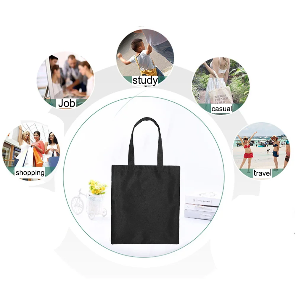 Women Canvas Shoulder Bag Reusable Shopping Bags Ladies White Picture Pattern Handbags Casual Tote Grocery Storage Bag for Girls