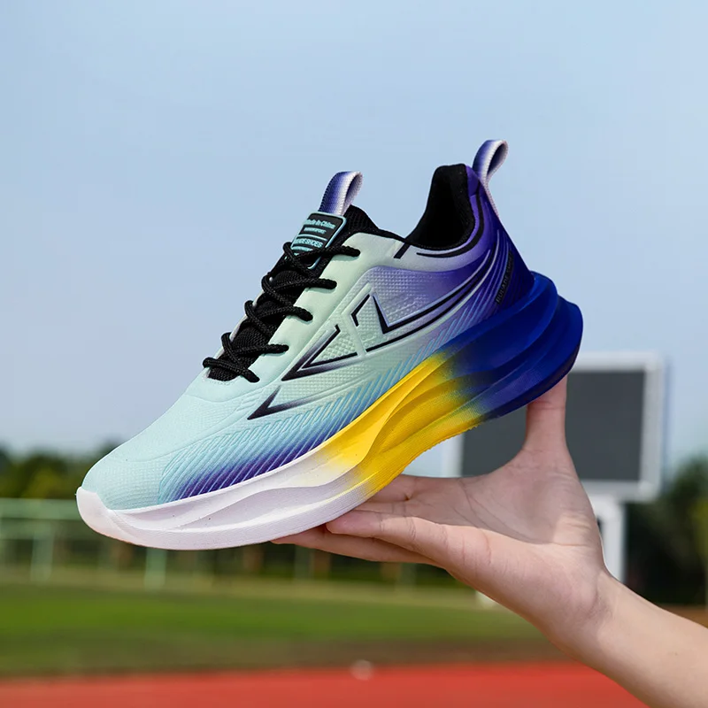 ランニングシューズ男性快適な耐久性のある屋外フラット通気性滑り止めカジュアルメンズシューズマラソンソフトレースアップスポーツシューズ男性