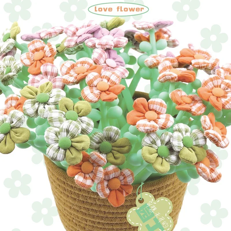 10PCS Factory Direct Sales Retro Fabric Flower Neutral Pen Fresh Plaid Sunflower Styling Pen Girl Heart Student Stationery