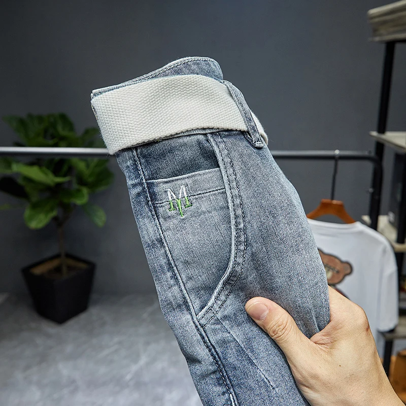 Men's Jeans 2024 New Spring and Summer Trends Embroidered Tapered Ankle-Length Pants Pants Loose Saggy Harem Pants