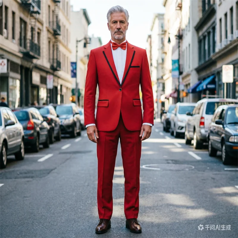 The red men's two-piece suit design is simple and fashionable,available in European sizes, suitable for various occasions