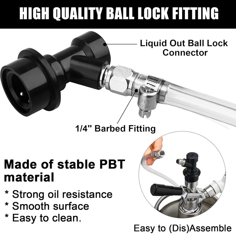 5 FT Ball Lock Beer Line Assembly Kit,Tubing Ball Lock Quick Disconnect For Cornelius Keg Beer Dispenser Soda Easy Install