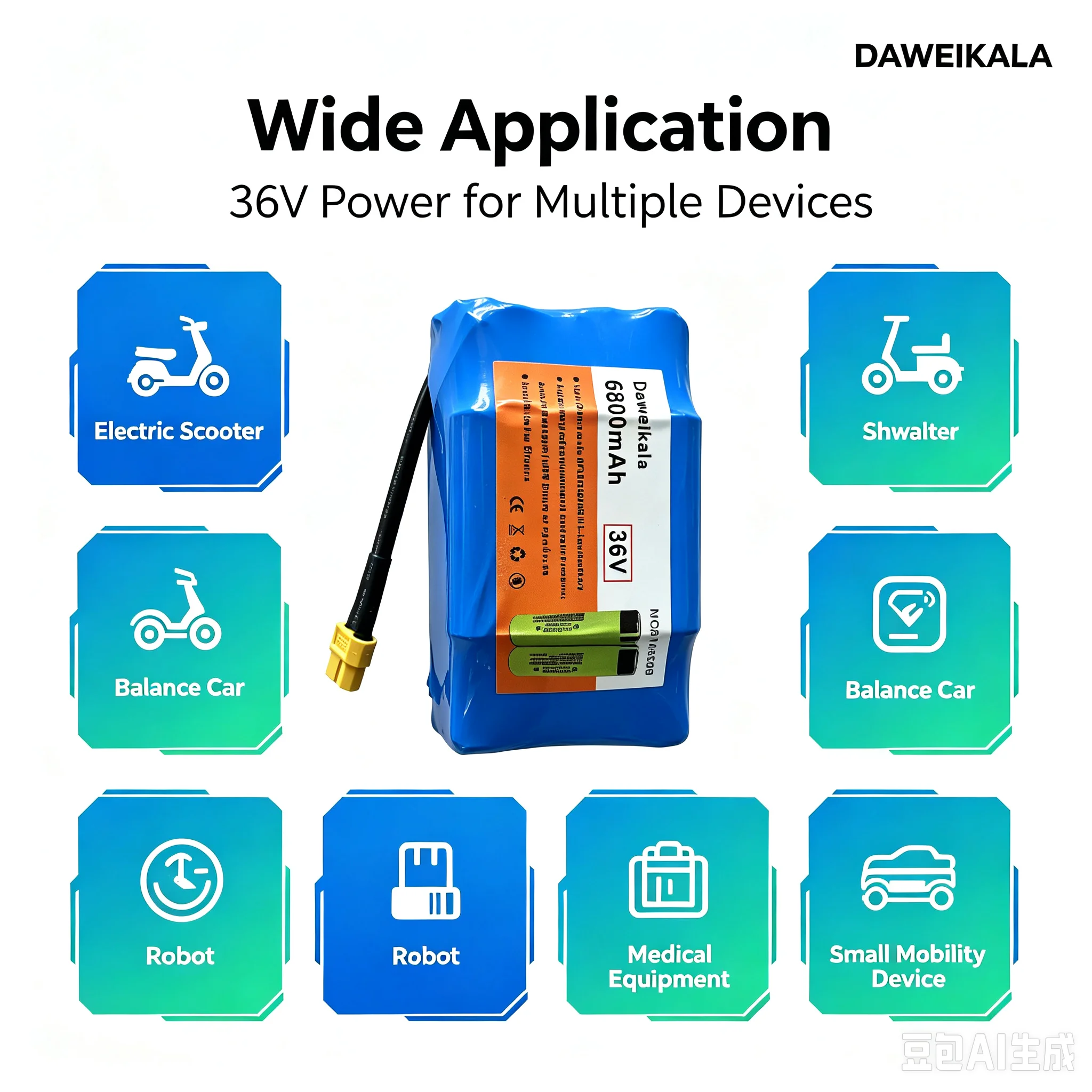 Nuova Batteria al Litio Ricaricabile 36V 10s2p 7.0Ah per Scooter Elettrico Autobilanciante, Hoverboard, Monociclo - Batteria Eccezionale