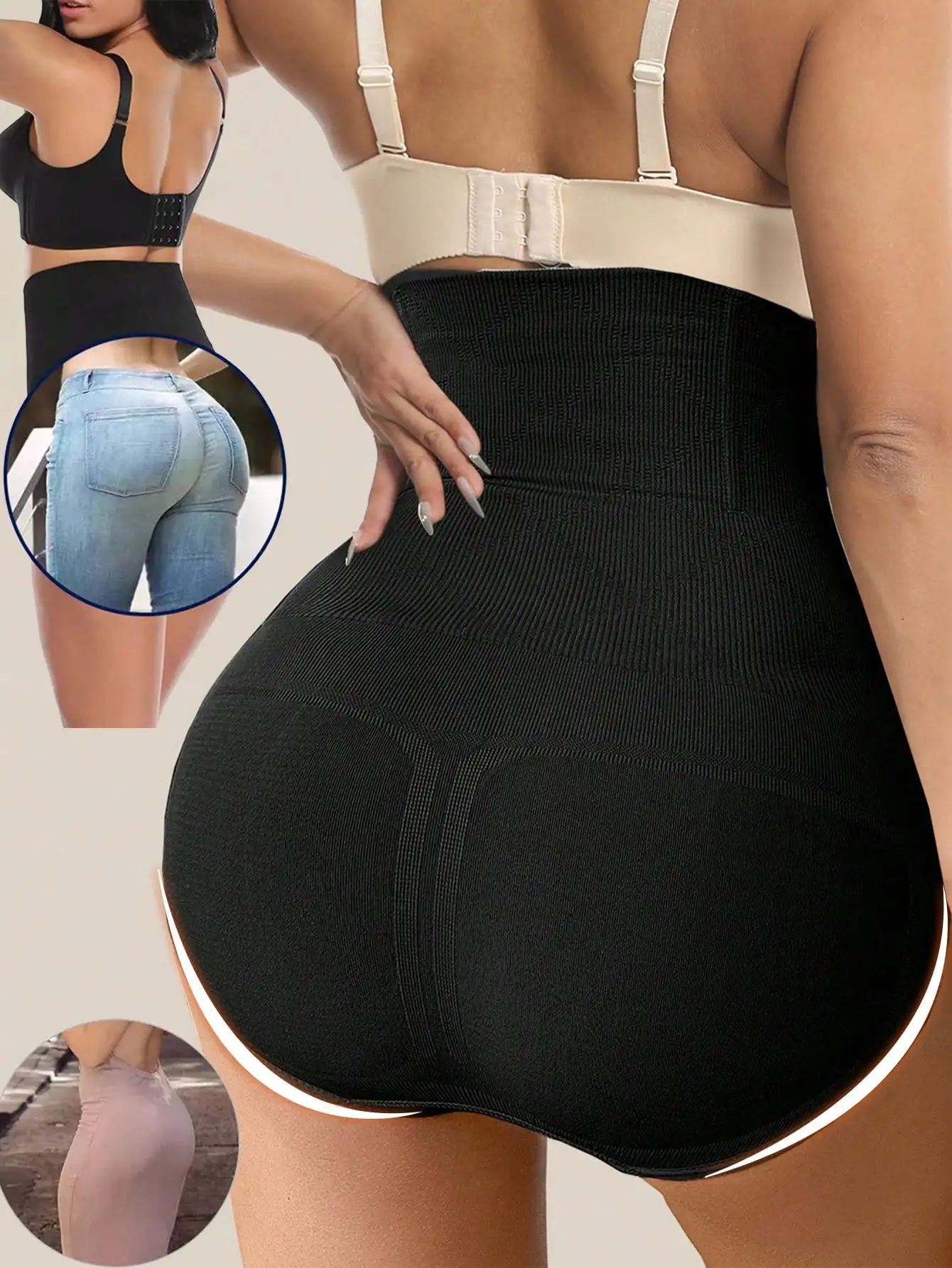 1 Stück Nahtlose High-Waist-Shaping-Höschen, schlankmachende Bauchkontrolle, Taillentrainer, Body Shaper Shorts, Shapewear für Damen – Detail 4
