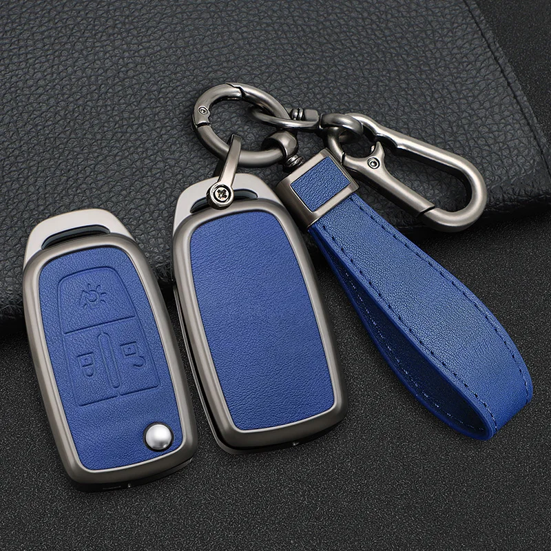 

Zinc Alloy + Leather Car Key Case Cover Skin Holder for DAF 106 CF euro 6 2022 XG XF truck Flip Remote Key Protcetion Shell
