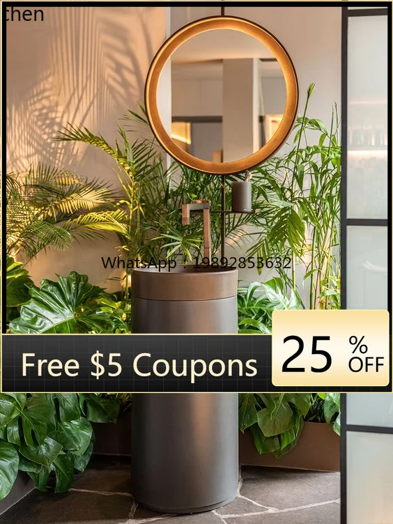 

column type integrated floor brass independent washbasin bathroom basin real estate hall sample room column basin