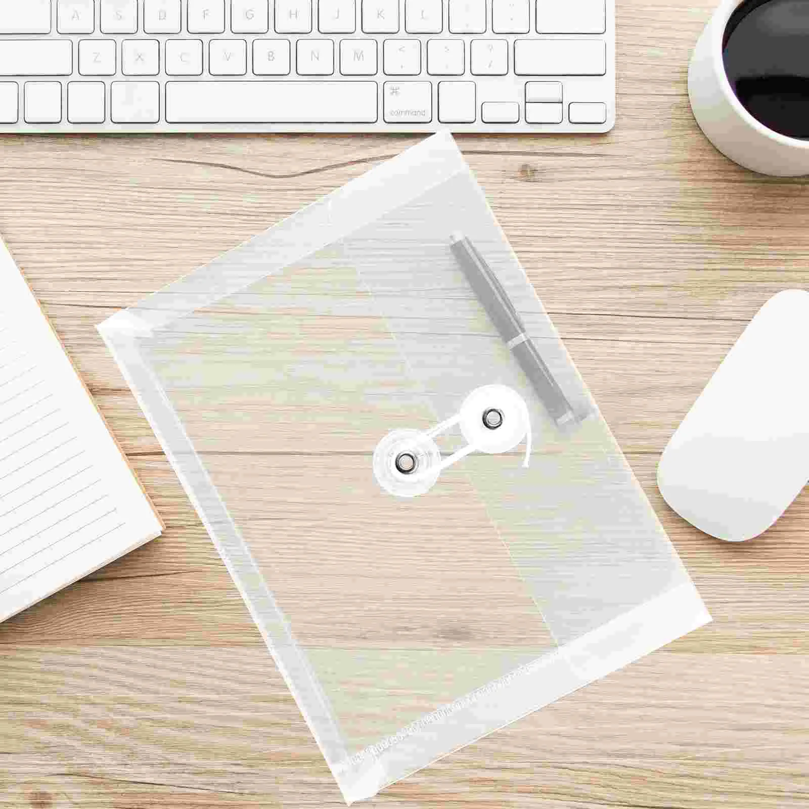 6Pcs Documents Envelopes String Button File Bags Transparent File Pockets Plastic Document Storage Bags