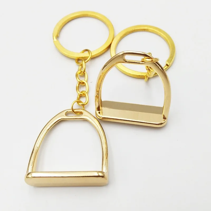 New Lightweight Silver/Gold Zinc Alloy Western Stirrup Keychain Key Ring Equestrian Ornament 8cm Equipment For Horse Rider Gift