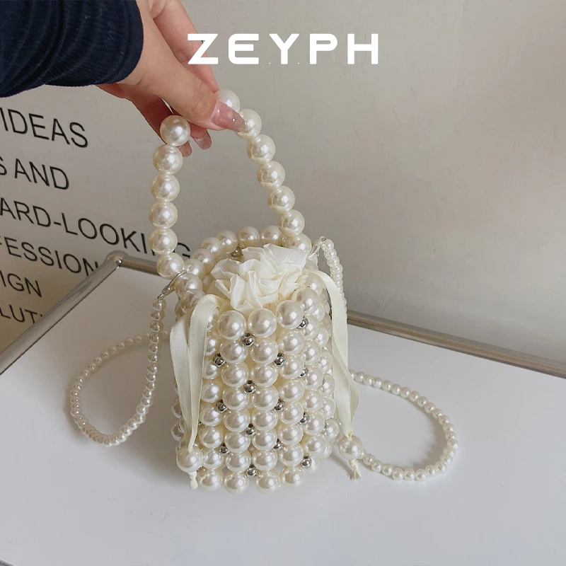 

Zeyph Mini Bucket Bag Pearl Bag Chain Bag Small Women s Four Seasons Pouch Crossbody Bag