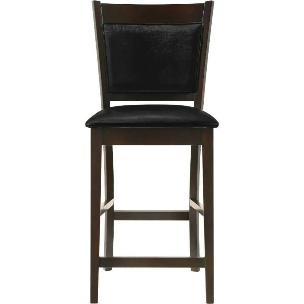 المفروشات المنزلية - كراسي خشبية منجدة بارتفاع منضدة (مجموعة من 2) - مسند للقدمين، مقعد مبطن وظهر - لتناول الطعام #5