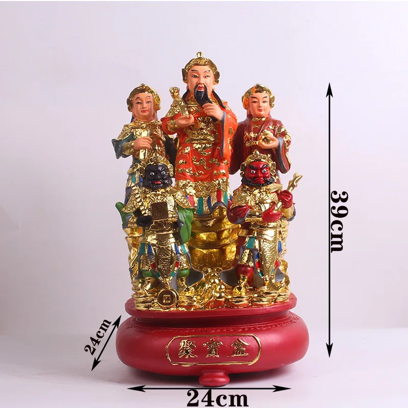 Large HOME Shrine protection SHOP Worship Mammon God of wealth WU LU CAI SHEN Recruit wealth Bring good luck money Buddha statue